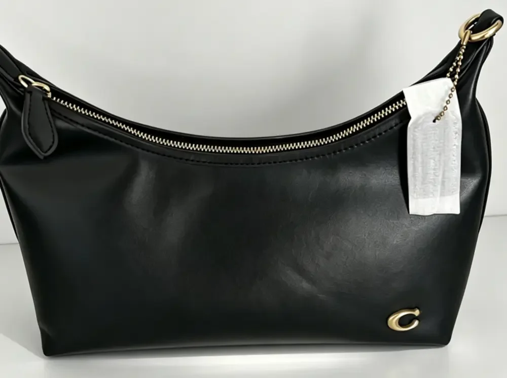 Coach Carry Bag Gold Accent Black Crescent